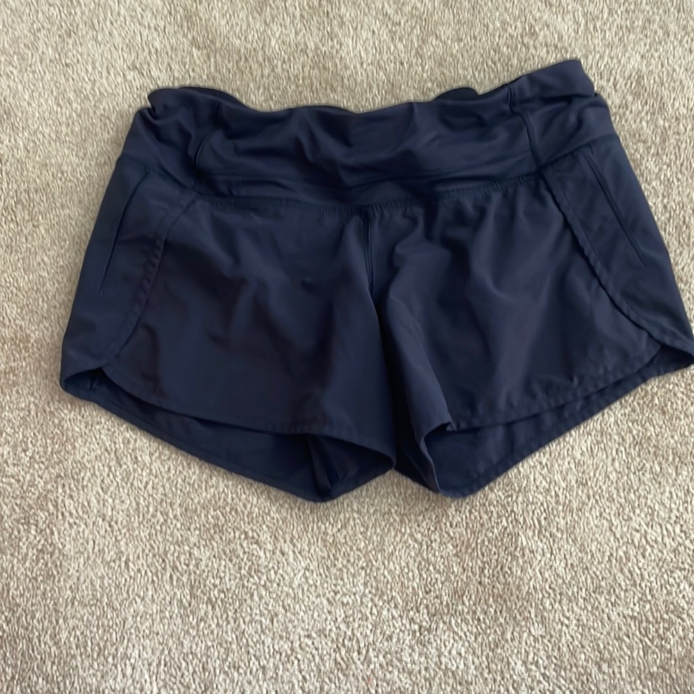 Lululemon shorts, size 6, navy, mid rise, 4in inseam